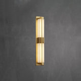 Modern Rectangular Alabaster Wall Sconce Brass Indoor LED Vanity Light Fixture