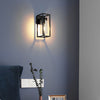Modern Rectangular Black Metal and Glass Industrial Wall Sconce for Bedroom and Hallway