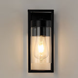 Modern Rectangular Black Metal and Glass Industrial Wall Sconce for Bedroom and Hallway
