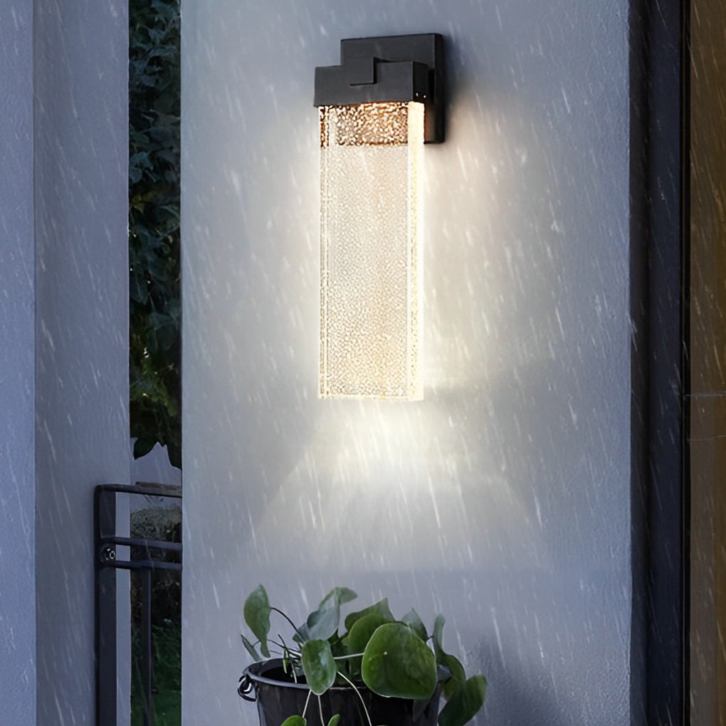 Modern Rectangular Bubble Crystal LED Outdoor Wall Sconce Waterproof Exterior Light Fixture