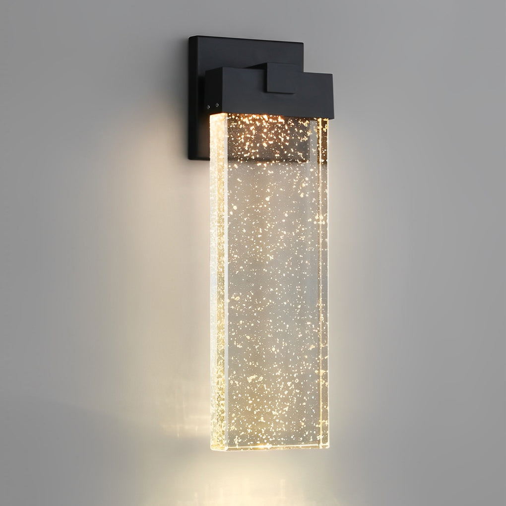 Modern Rectangular Bubble Crystal LED Outdoor Wall Sconce Waterproof Exterior Light Fixture