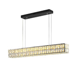 Modern Rectangular Crystal LED Chandelier Luxury Linear Pendant Light with 3 Step Dimming