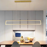 Modern Rectangular Frame LED Pendant Light Minimalist Hanging Chandelier for Dining Room