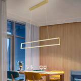 Modern Rectangular Frame LED Pendant Light Minimalist Hanging Chandelier for Dining Room