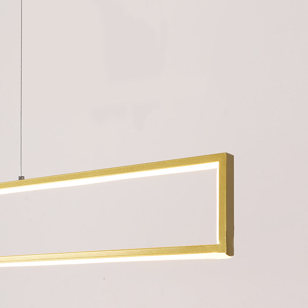 Modern Rectangular Frame LED Pendant Light Minimalist Hanging Chandelier for Dining Room