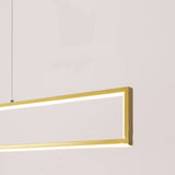 Modern Rectangular Frame LED Pendant Light Minimalist Hanging Chandelier for Dining Room