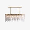 Modern Rectangular Icicle Crystal Glass Chandelier with Brass Finish for Luxury Dining Rooms