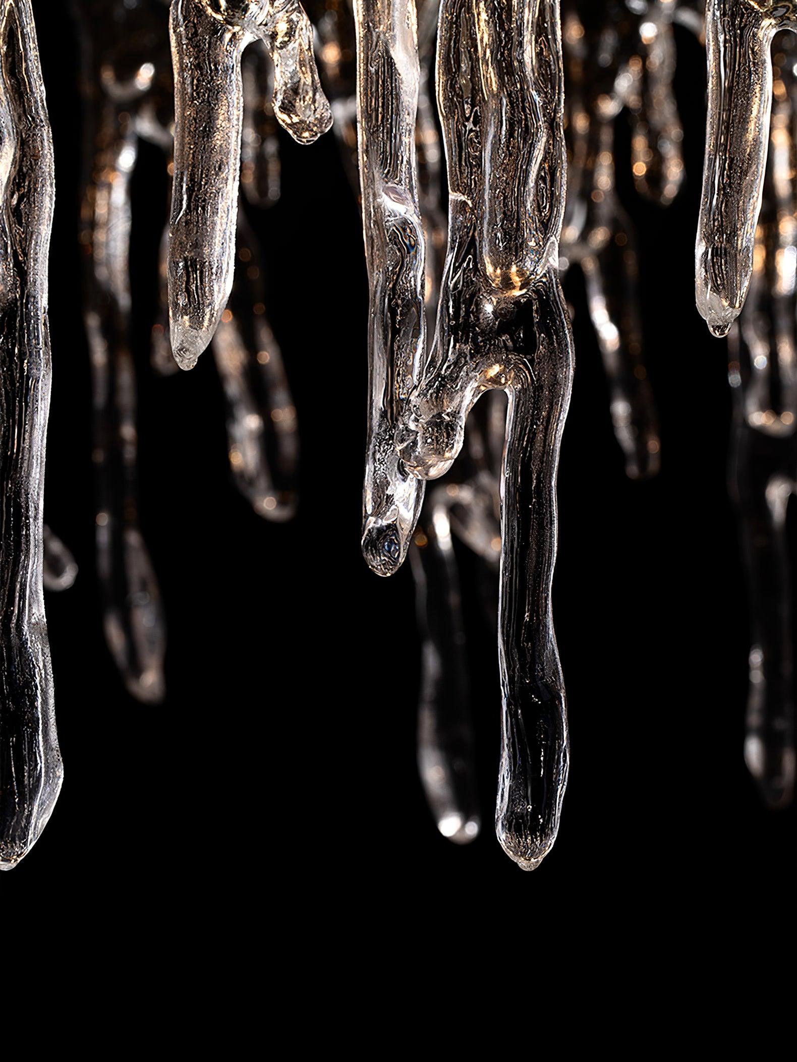 Modern Rectangular Icicle Crystal Glass Chandelier with Brass Finish for Luxury Dining Rooms