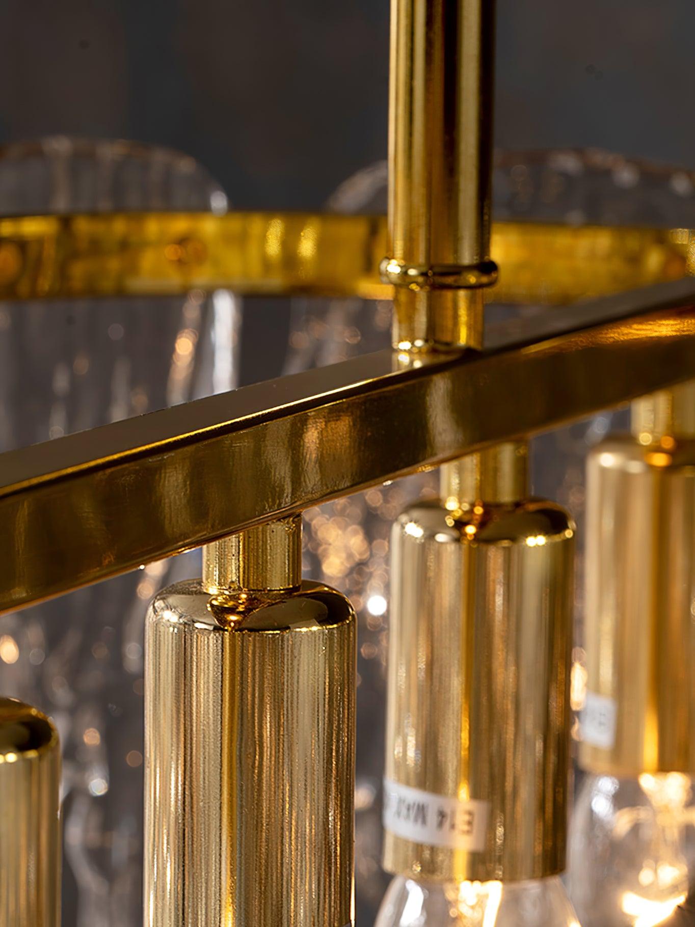 Modern Rectangular Icicle Crystal Glass Chandelier with Brass Finish for Luxury Dining Rooms