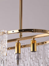 Modern Rectangular Icicle Crystal Glass Chandelier with Brass Finish for Luxury Dining Rooms