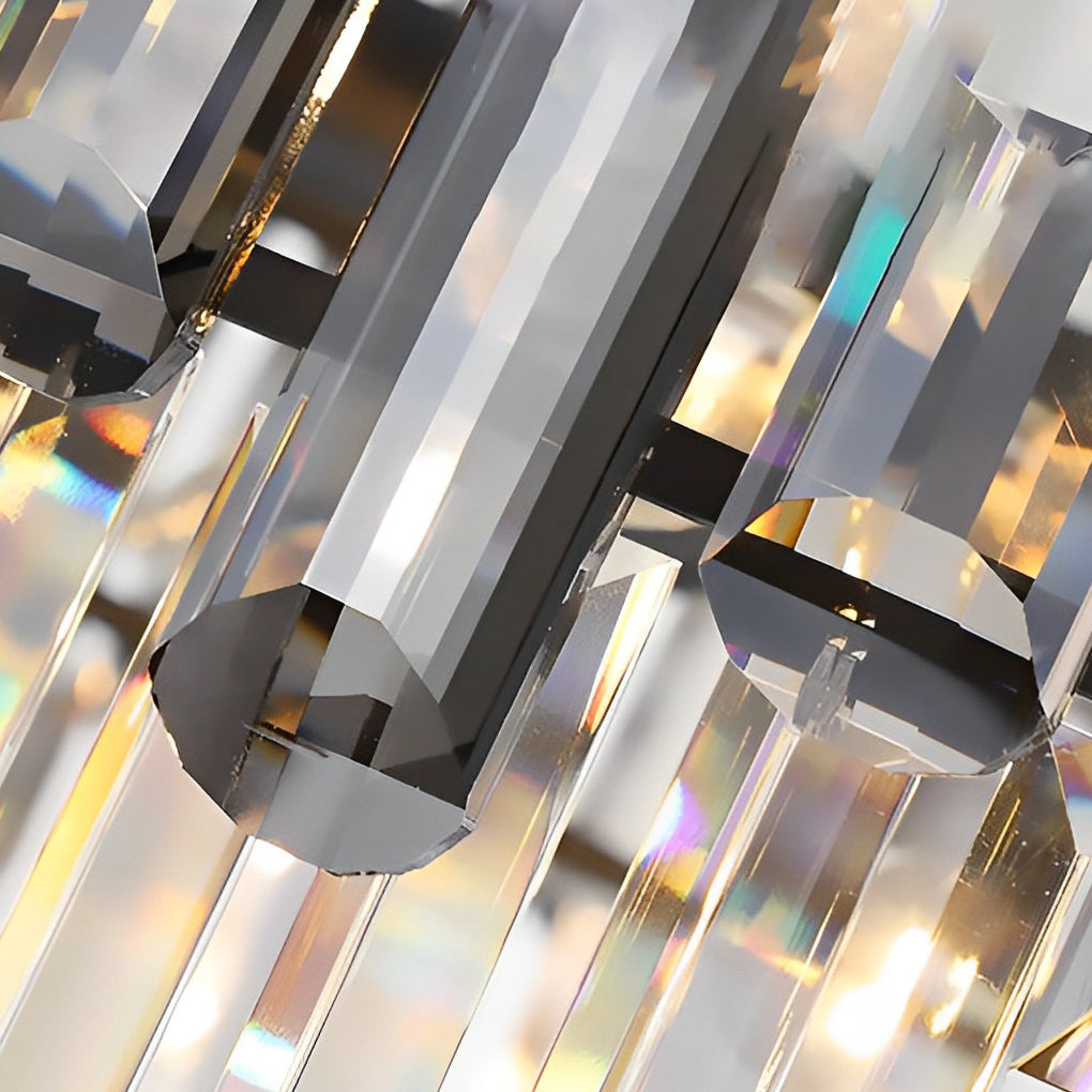 Modern Rectangular LED Crystal Chandelier with 3 Color Dimming for Dining Room