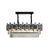 Modern Rectangular LED Crystal Chandelier with 3 Color Dimming for Dining Room