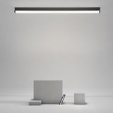 Modern Rectangular LED Flush Mount Ceiling Light Minimalist Linear Lighting in Black or White