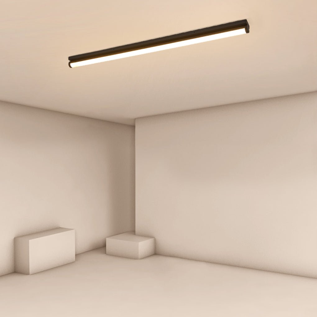 Modern Rectangular LED Flush Mount Ceiling Light Minimalist Linear Lighting in Black or White
