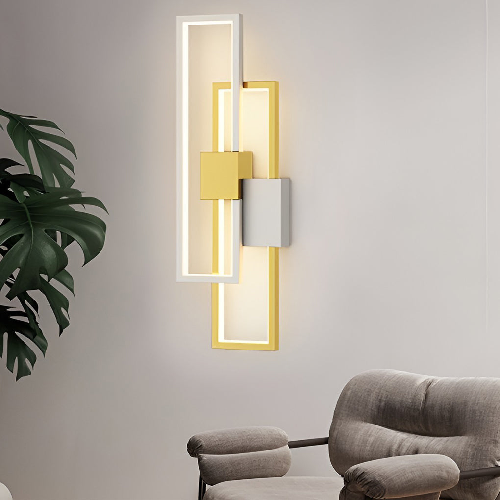 Modern Rectangular LED Indoor Wall Sconce Nordic Style Three Color Lighting Fixture
