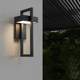 Modern Rectangular LED Outdoor Wall Lamp Waterproof Exterior Sconce in Matte Black Finish