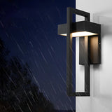 Modern Rectangular LED Outdoor Wall Lamp Waterproof Exterior Sconce in Matte Black Finish