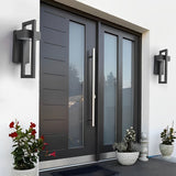 Modern Rectangular LED Outdoor Wall Lamp Waterproof Exterior Sconce in Matte Black Finish