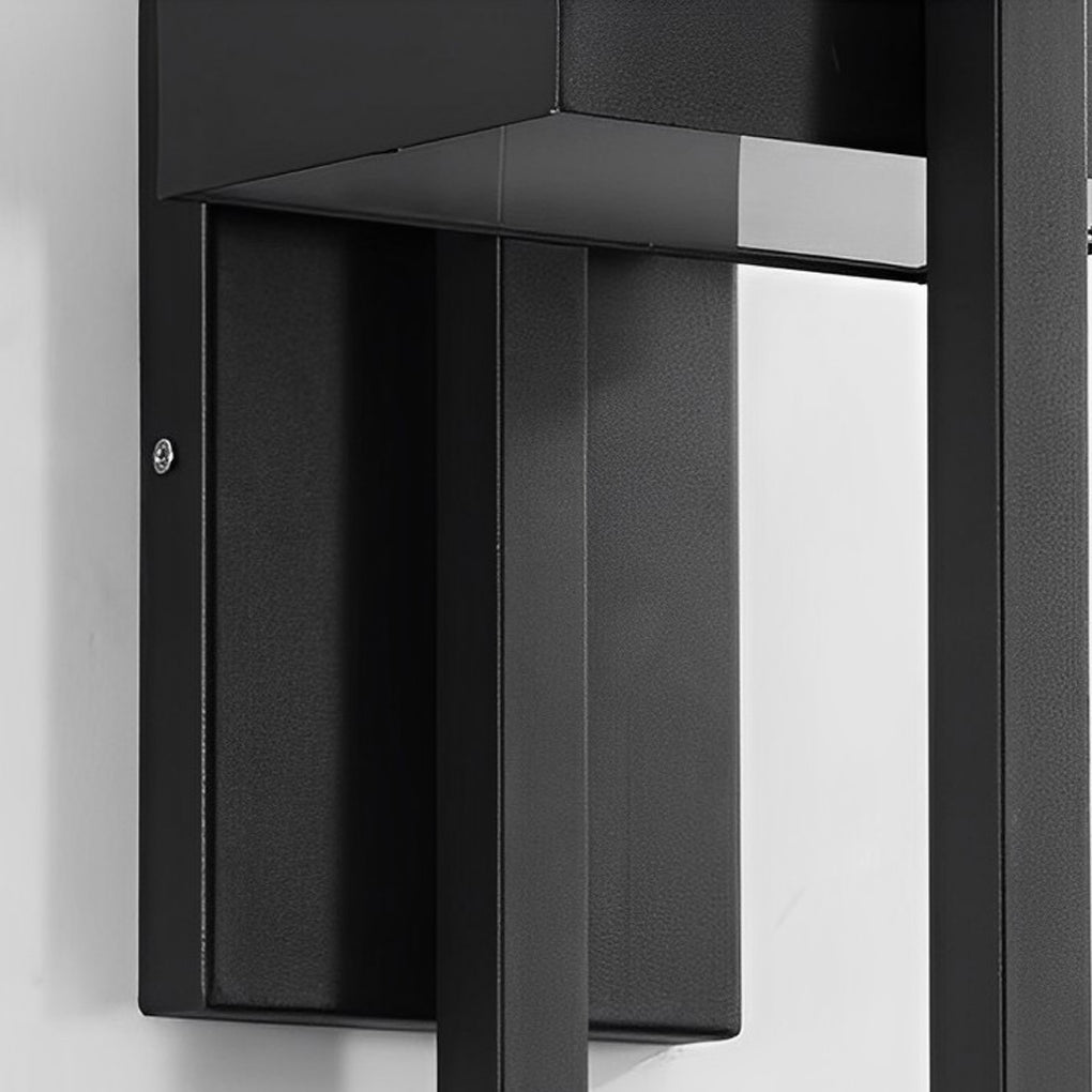 Modern Rectangular LED Outdoor Wall Lamp Waterproof Exterior Sconce in Matte Black Finish