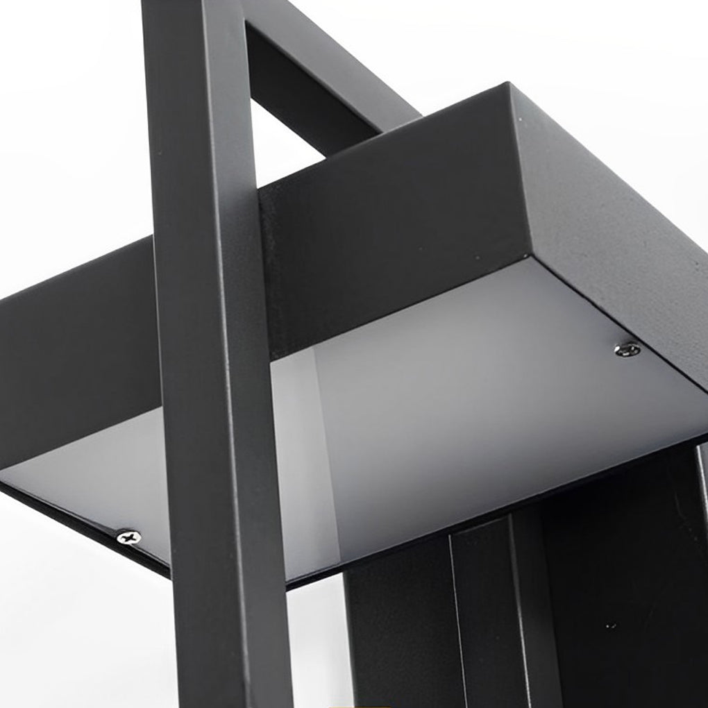 Modern Rectangular LED Outdoor Wall Lamp Waterproof Exterior Sconce in Matte Black Finish