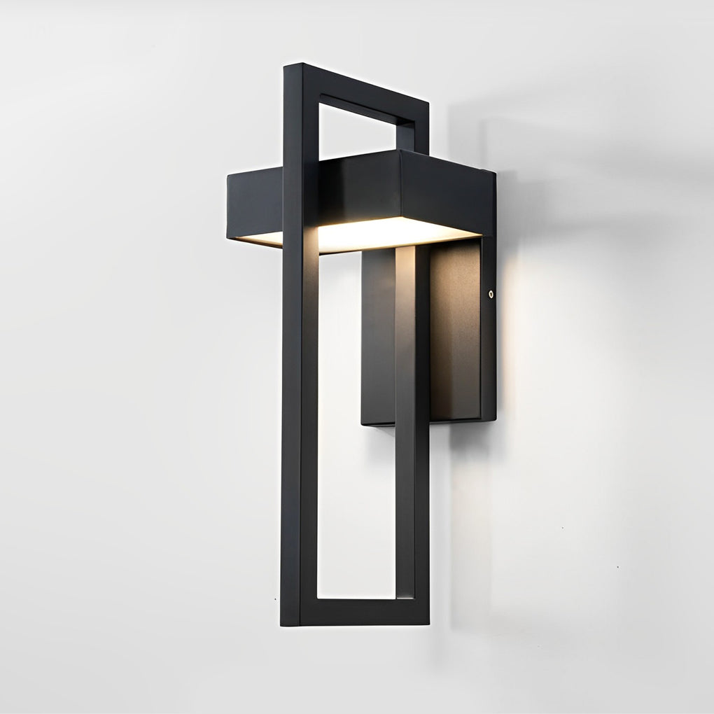 Modern Rectangular LED Outdoor Wall Lamp Waterproof Exterior Sconce in Matte Black Finish