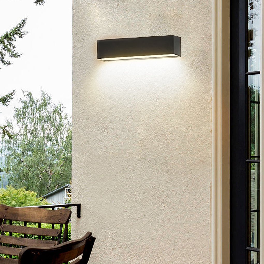 Modern Rectangular LED Outdoor Wall Sconce in Matte Black Waterproof Porch Light