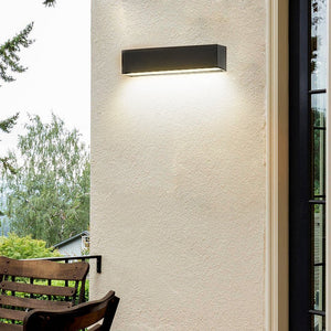Modern Rectangular LED Outdoor Wall Sconce in Matte Black Waterproof Porch Light