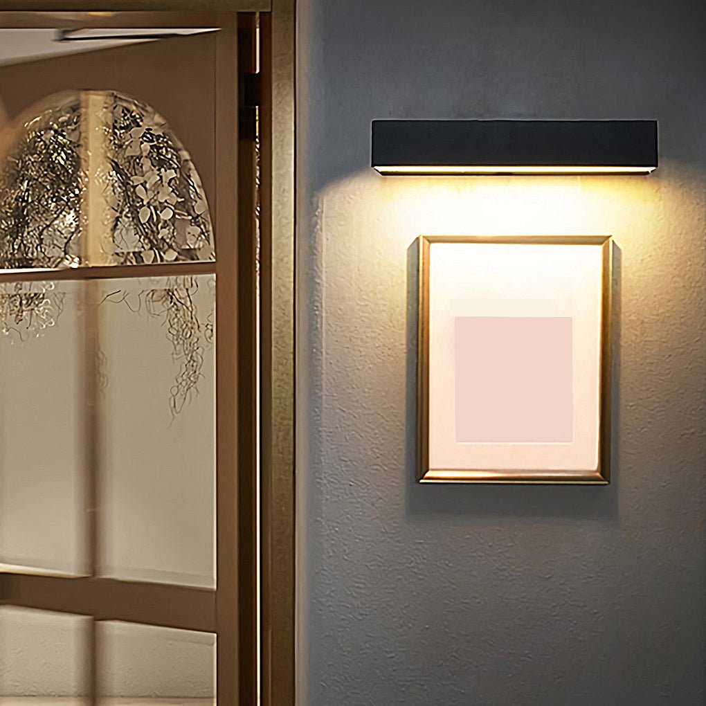 Modern Rectangular LED Outdoor Wall Sconce in Matte Black Waterproof Porch Light