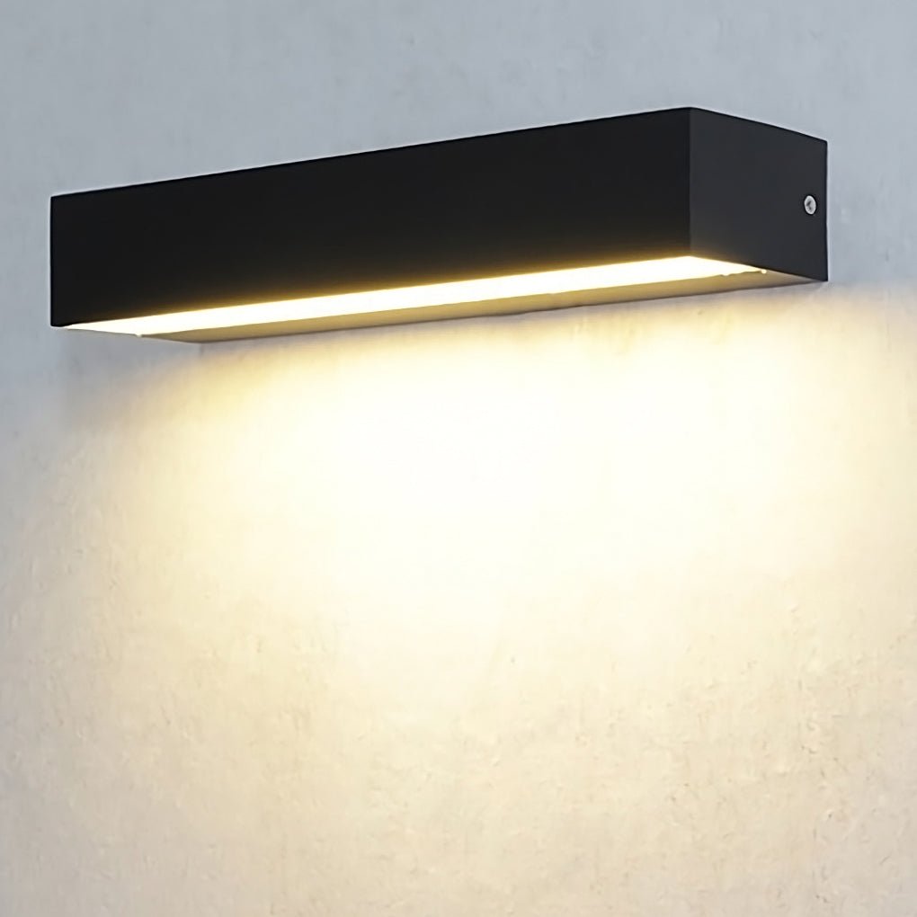 Modern Rectangular LED Outdoor Wall Sconce in Matte Black Waterproof Porch Light
