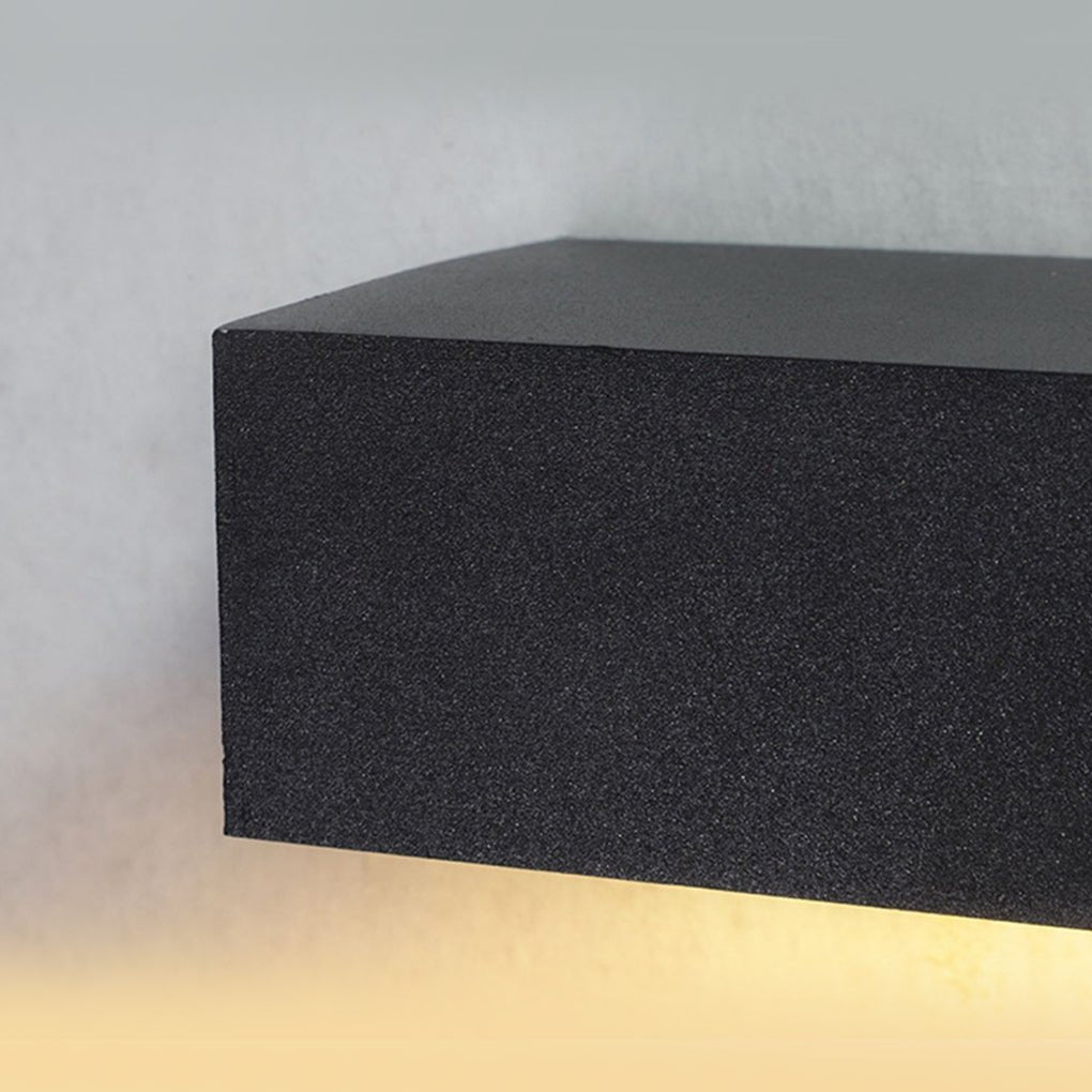 Modern Rectangular LED Outdoor Wall Sconce in Matte Black Waterproof Porch Light
