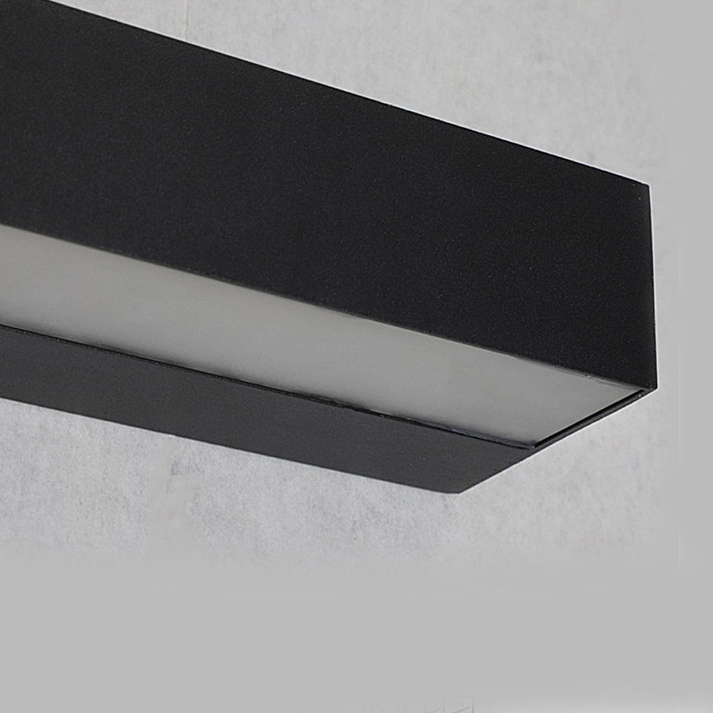 Modern Rectangular LED Outdoor Wall Sconce in Matte Black Waterproof Porch Light
