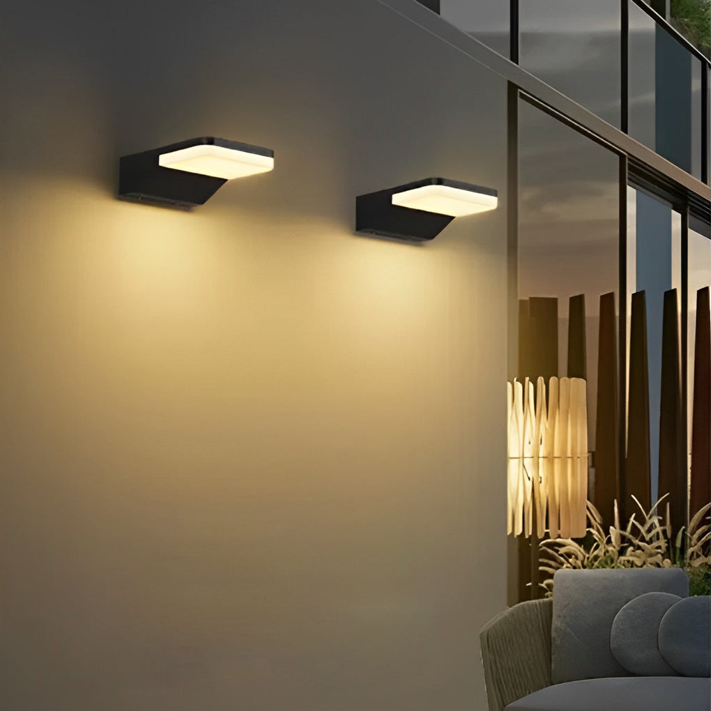 Modern Rectangular LED Outdoor Wall Sconce IP65 Waterproof Aluminum Exterior Porch Light in Black