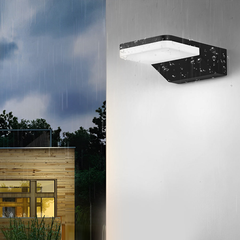 Modern Rectangular LED Outdoor Wall Sconce IP65 Waterproof Aluminum Exterior Porch Light in Black