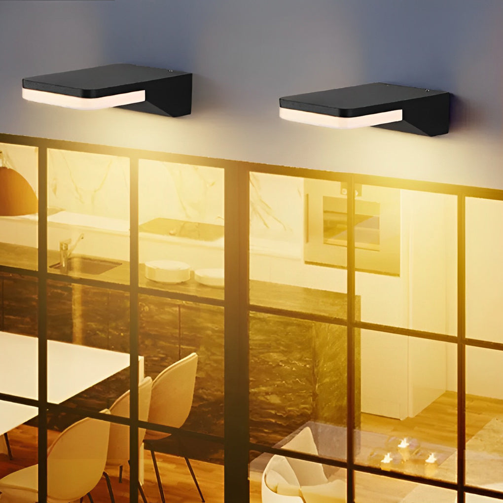 Modern Rectangular LED Outdoor Wall Sconce IP65 Waterproof Aluminum Exterior Porch Light in Black