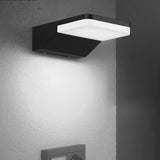 Modern Rectangular LED Outdoor Wall Sconce IP65 Waterproof Aluminum Exterior Porch Light in Black