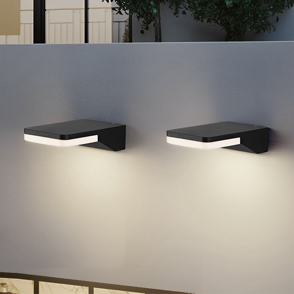 Modern Rectangular LED Outdoor Wall Sconce IP65 Waterproof Aluminum Exterior Porch Light in Black