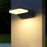Modern Rectangular LED Outdoor Wall Sconce IP65 Waterproof Aluminum Exterior Porch Light in Black