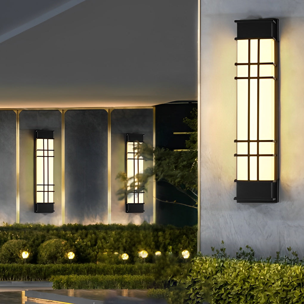 Modern Rectangular LED Outdoor Wall Sconce Waterproof Black Exterior Light Fixture for Yard and Villa