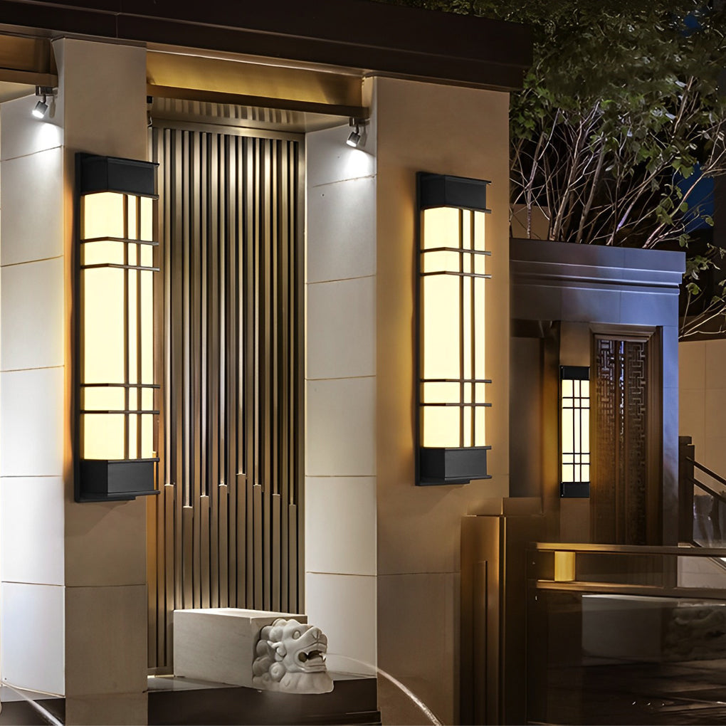 Modern Rectangular LED Outdoor Wall Sconce Waterproof Black Exterior Light Fixture for Yard and Villa