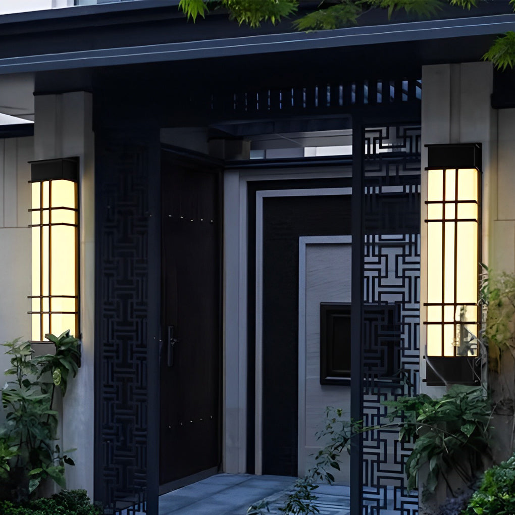 Modern Rectangular LED Outdoor Wall Sconce Waterproof Black Exterior Light Fixture for Yard and Villa