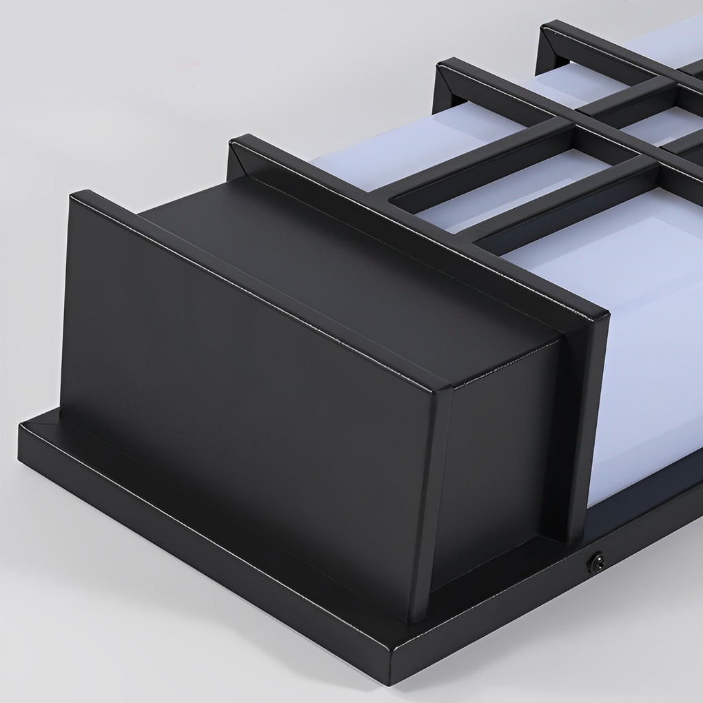 Modern Rectangular LED Outdoor Wall Sconce Waterproof Black Exterior Light Fixture for Yard and Villa
