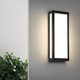 Modern Rectangular LED Outdoor Wall Sconce Waterproof Black Exterior Porch Light for Garden and Patio