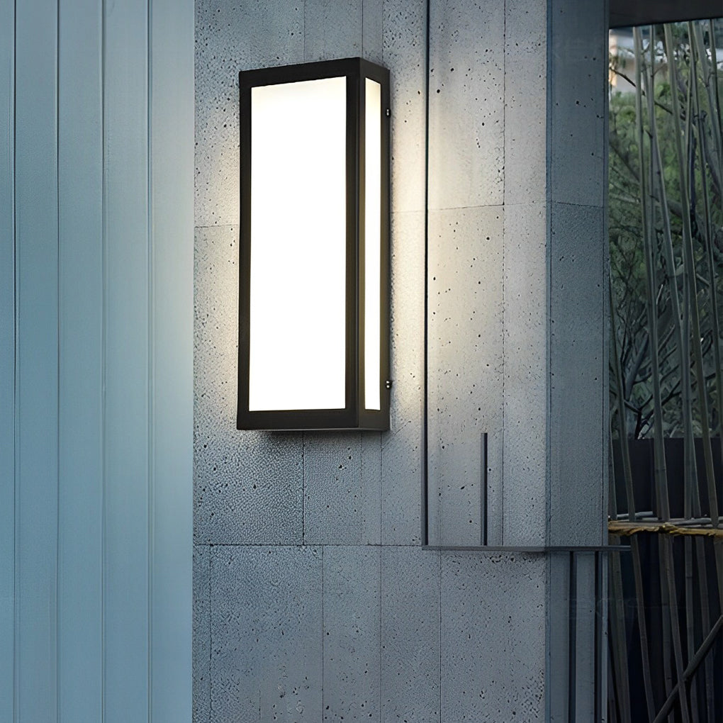 Modern Rectangular LED Outdoor Wall Sconce Waterproof Black Exterior Porch Light for Garden and Patio