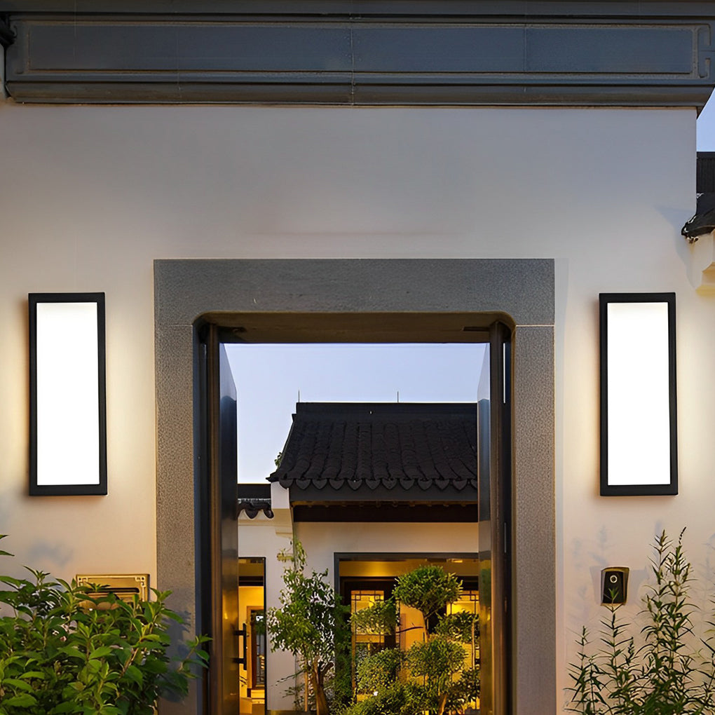 Modern Rectangular LED Outdoor Wall Sconce Waterproof Black Exterior Porch Light for Garden and Patio