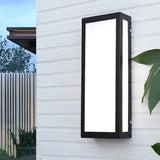 Modern Rectangular LED Outdoor Wall Sconce Waterproof Black Exterior Porch Light for Garden and Patio