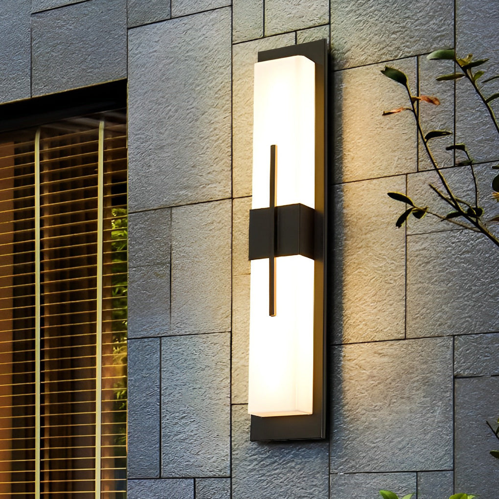 Modern Rectangular LED Outdoor Wall Sconce Waterproof Exterior Porch Light in Black