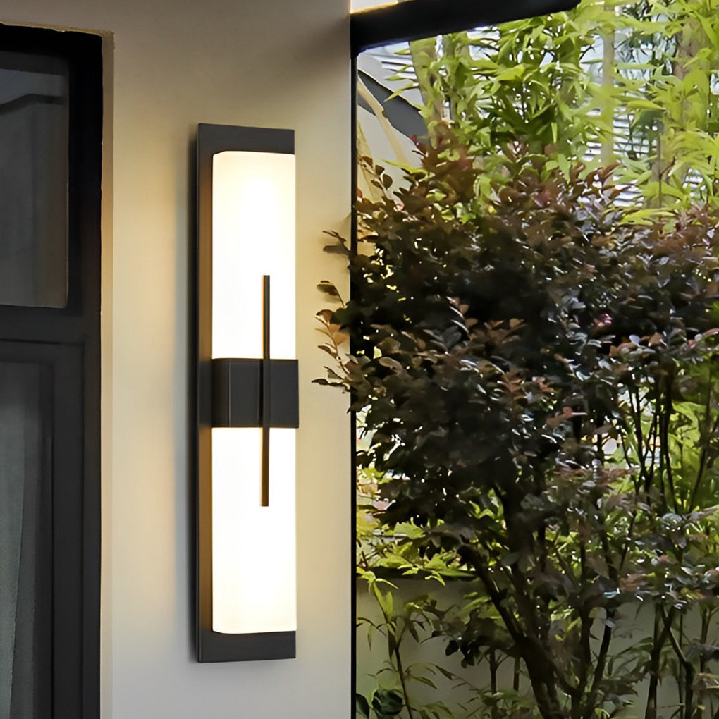 Modern Rectangular LED Outdoor Wall Sconce Waterproof Exterior Porch Light in Black