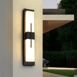 Modern Rectangular LED Outdoor Wall Sconce Waterproof Exterior Porch Light in Black