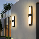 Modern Rectangular LED Outdoor Wall Sconce Waterproof Exterior Porch Light in Black