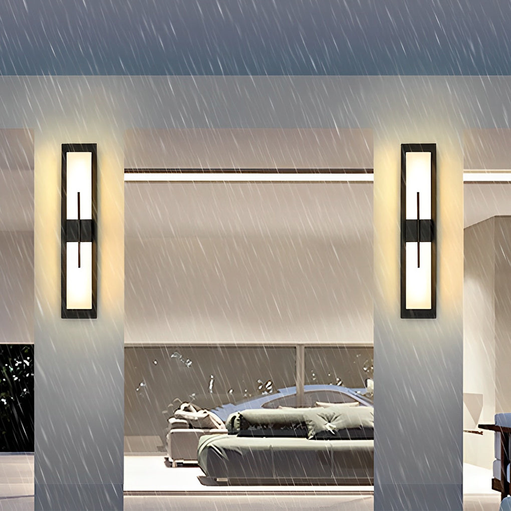 Modern Rectangular LED Outdoor Wall Sconce Waterproof Exterior Porch Light in Black